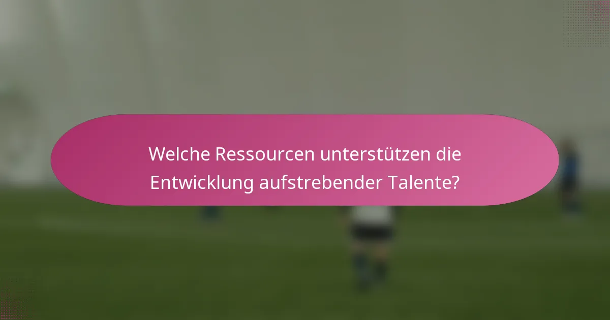 Welche Ressourcen unterstützen die Entwicklung aufstrebender Talente?