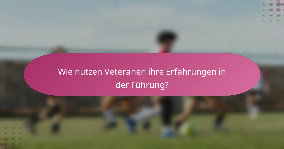 Wie nutzen Veteranen ihre Erfahrungen in der Führung?