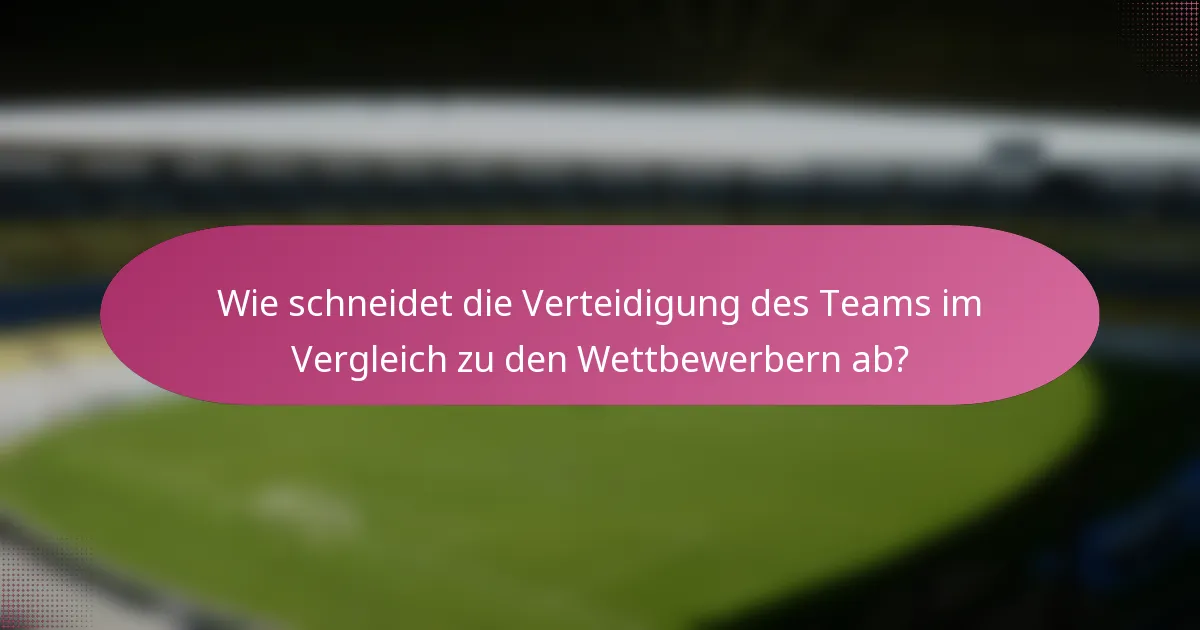 Wie schneidet die Verteidigung des Teams im Vergleich zu den Wettbewerbern ab?