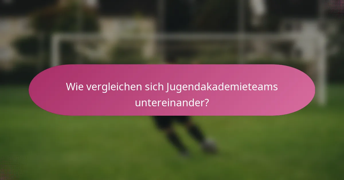 Wie vergleichen sich Jugendakademieteams untereinander?